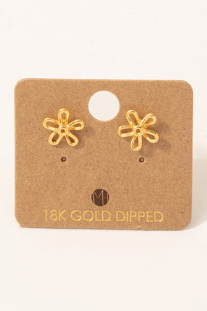 GOLD WIRE FLOWER STUD EARRINGS