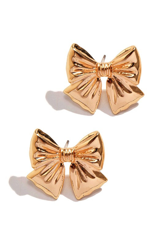 TRENDY GOLD BOW KNOT STUD EARRINGS