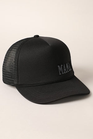 MAMA EMBROIDERED FOAM TRUCKER HAT BLACK