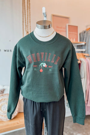 WHOVILLE CHRISTMAS EMBROIDERY SWEATSHIRT