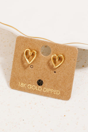 GOLD WIRE HEART STUD EARRINGS