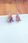 CHRISTMAS TREE STUDS LIGHT PINK SPARKLE