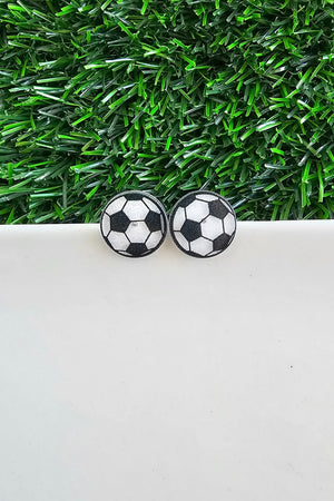 GLITTER SOCCER BALL STUD EARRINGS