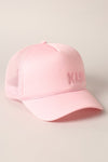 MAMA EMBROIDERED FOAM TRUCKER HAT BABY PINK