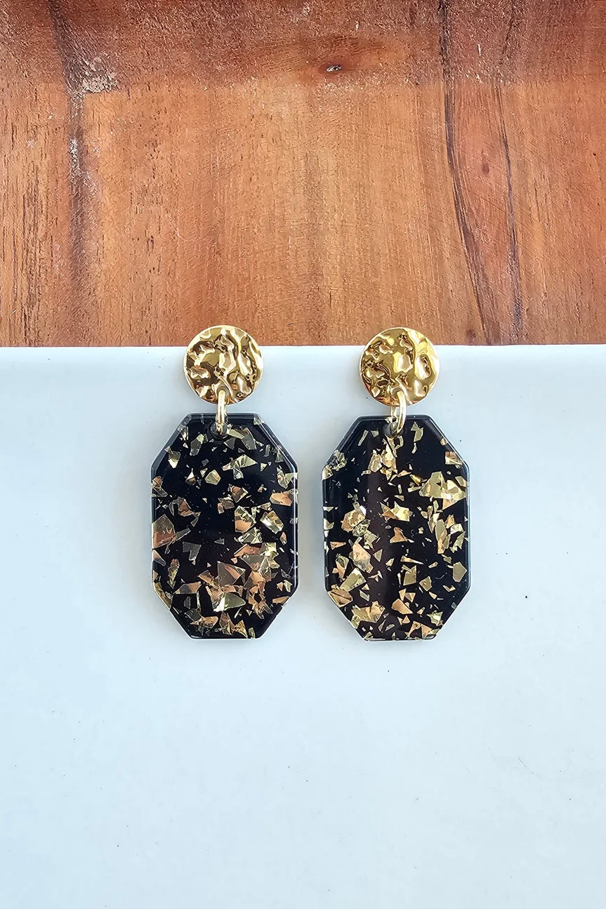 LEXI BLACK GOLD GLAKE EARRINGS