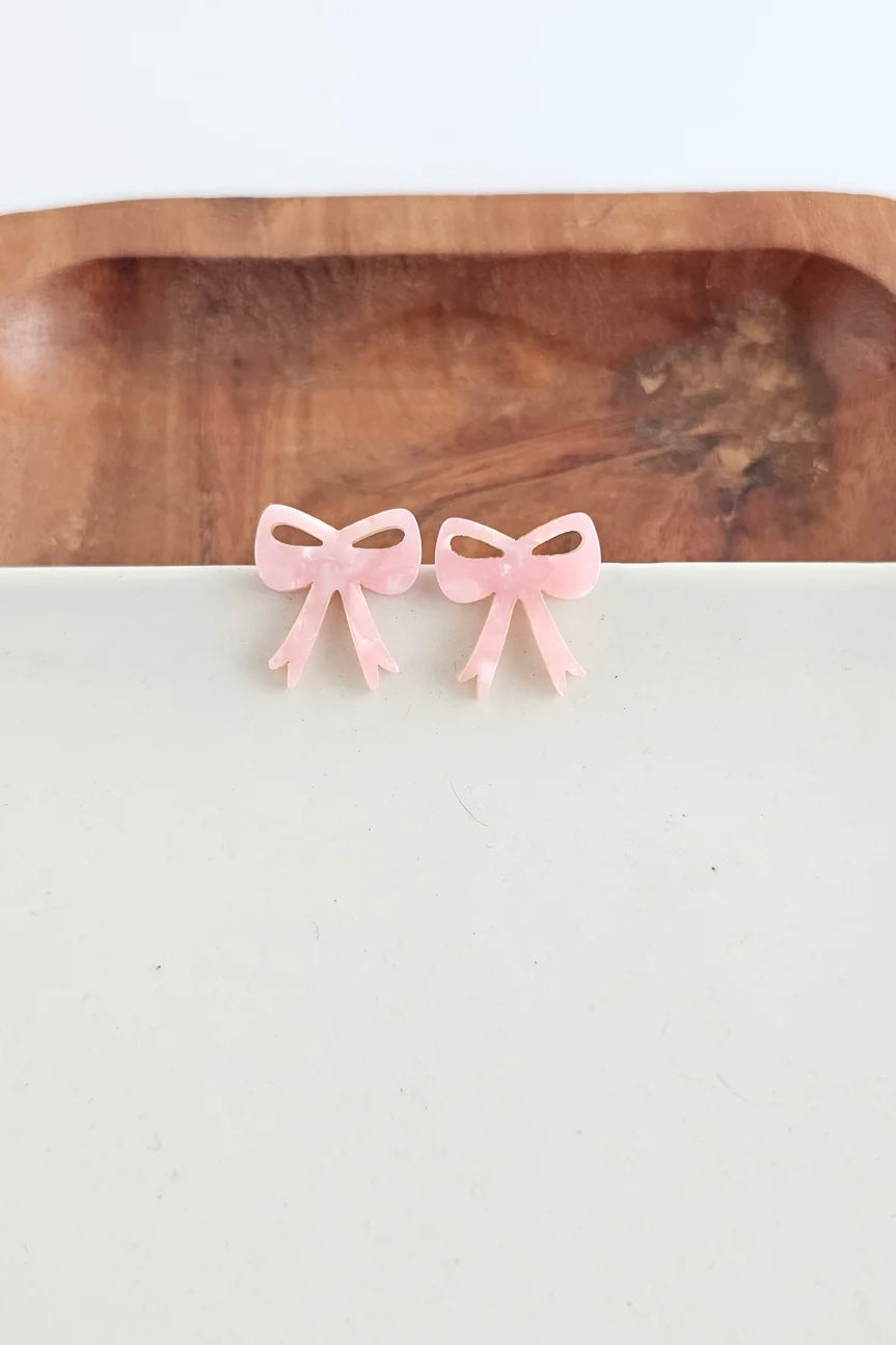 BOW STUDS PINK