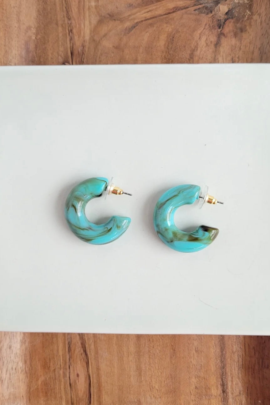 CHLOE HOOP EARRINGS TURQUOISE