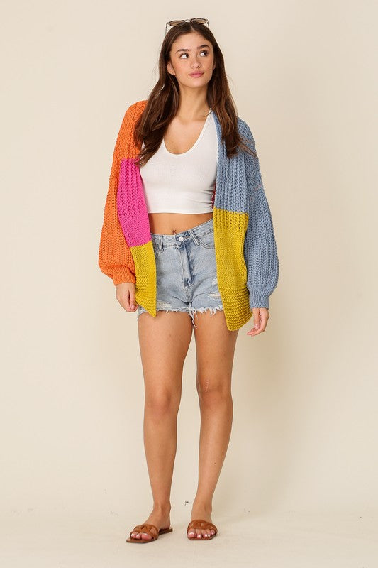 TRY TO RESIST COLOR BLOCK CARDIGAN