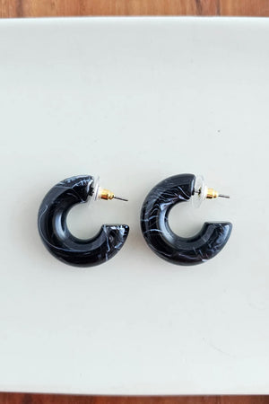 CHLOE HOOP EARRINGS BLACK