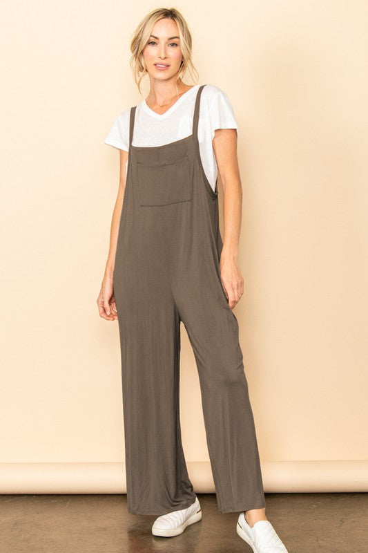 NOT SO BASIC OVERALL JUMPSUIT MOCHA