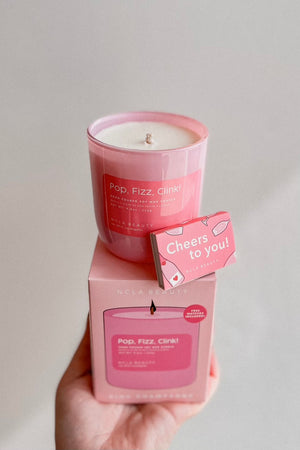 POP FIZZ CLINK! PINK CHAMPAGNE CANDLE