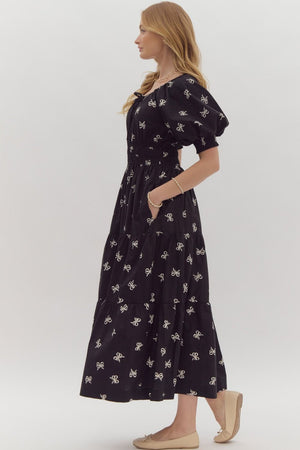 WRAPPED IN BOWS MIDI DRESS