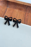 BOW STUDS BLACK GLITTER