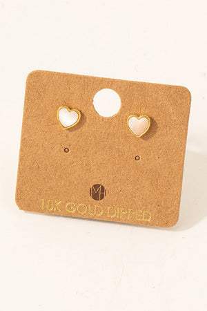 GOLD MINI HEART SHELL STUD EARRINGS