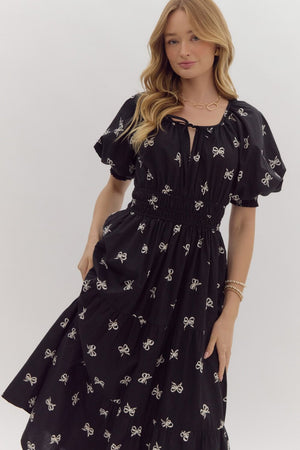 WRAPPED IN BOWS MIDI DRESS