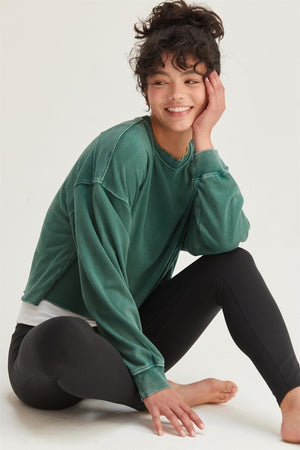 COZY SOFT PULLOVER SWEATSHIRT DARK GREEN