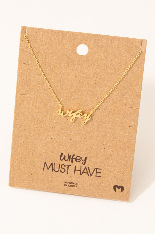 WIFEY HANDWRITTEN PENDANT NECKLACE