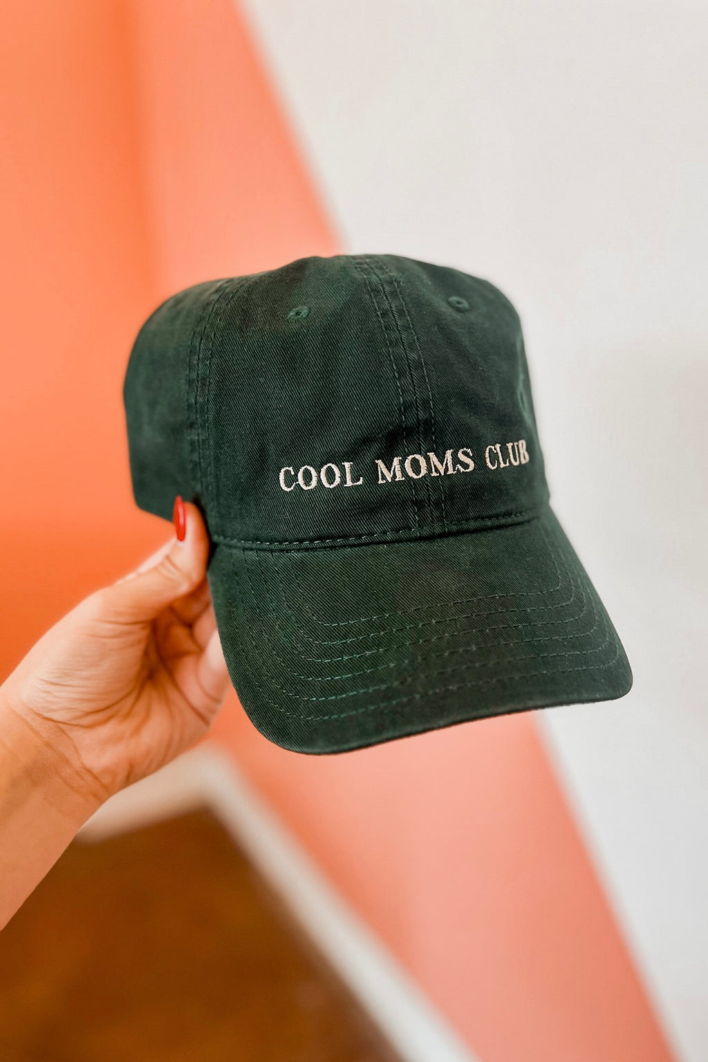 COOL MOMS CLUB EMBROIDERED HAT DK GREEN