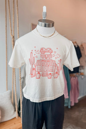 CUPID's KISSING BOOTH VALENTINE'S GRAPHIC CROP TEE