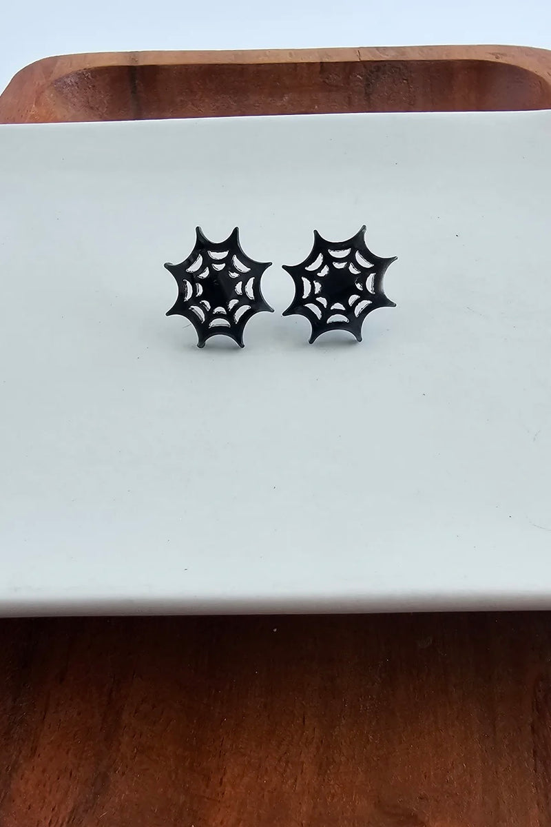 SPIDER WEB STUDS HALLOWEEN EARRINGS