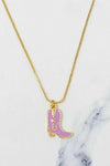 COWGIRL BOOT NECKLACE PINK