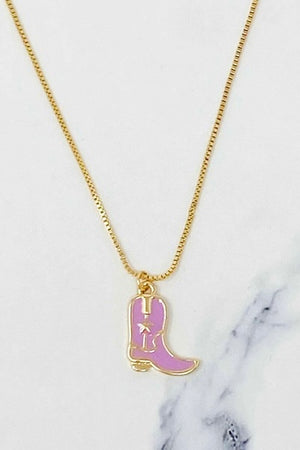 COWGIRL BOOT NECKLACE PINK