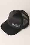 MAMA EMBROIDERED FOAM TRUCKER HAT BLACK