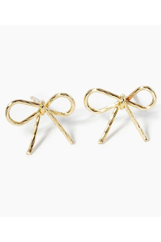 GOLD BOW KNOB STUD EARRINGS