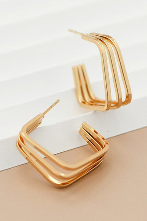 18K WATERPROOF NON-TARNISH ANGLE HOOP EARRINGS