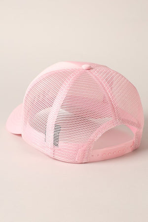 MAMA EMBROIDERED FOAM TRUCKER HAT BABY PINK