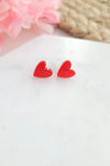 HAND DRAWN HEART STUDS RED